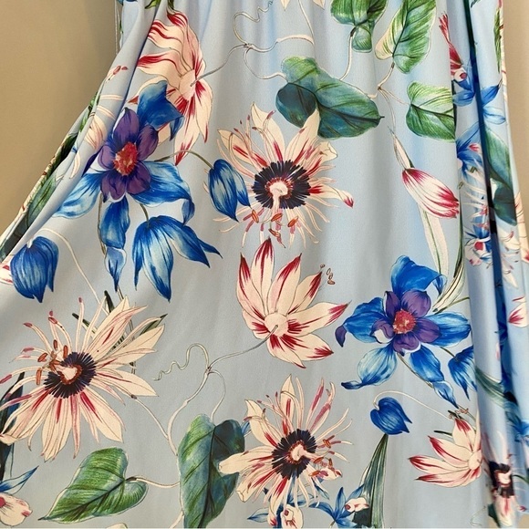 H&M Mama Baby Blue Sleeveless Chiffon Floral Nursing Dress - Picture 12 of 16